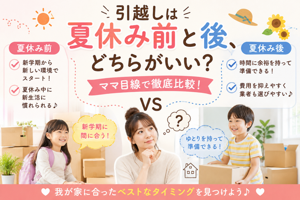 引越しは夏休み前と後、どちらがいい?ママ目線で徹底比較