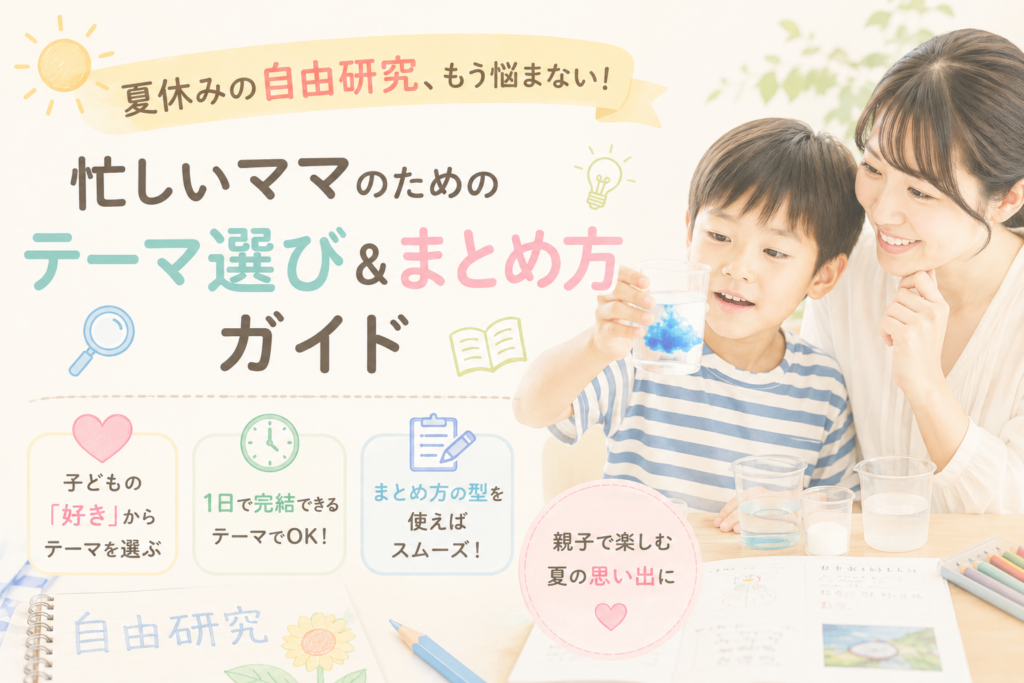 夏休みの自由研究、もう悩まない!忙しいママのための「テーマ選び&まとめ方」ガイド